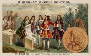 ヴェルサイユ宮殿の建設を監督するフランスのルイ14世（クロモリト 作： French School