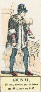 ルイ11世、第55代国王、1461年に即位、1483年に死去（カラー図版 作： French School