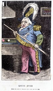 ビリヤードをするルイ18世 - Touchatoutの「Histoire de France Tintamarresque」にて 作： French School