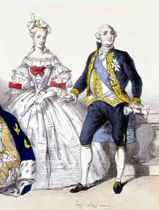ルイ16世とマリー・アントワネット...... "La Monarchie francaise en estampes "にて 作： French School