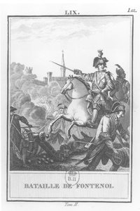 1745年5月11日、フォンテノイの戦いでのLouis XV（1710-74）、 作： French School