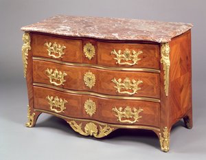 フランソワガルニエc.1730によるLouis XVの大便器（チューリップのオルモルと寄木細工）