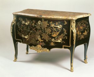 Macretの方法でのLouis XV便器、c.1765（ormoluを取り付けた木、黒、金、多色漆）