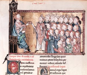ルイX（1289-1316）ノルマンディーに憲章を与えた頑固な男、ルグランクトゥミエドノルマンディー、1340年頃 作： French School