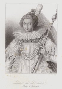 フランス国王アンリ3世の妃殿下、ルイーズ・オブ・ロレーヌ（銅版画 作： French School