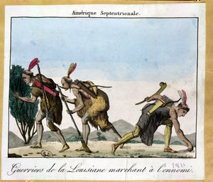 敵を追跡するルイジアナインディアン、c.1811 作： French School