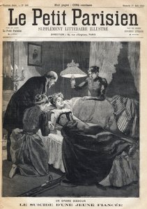 恋愛ドラマ。夫の死後、17歳の婚約者が自殺する。1893年8月27日の新聞「Le petit Parisien」に掲載された1枚（エングレービング