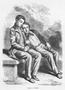 ルシアン・ド・ルベンプレとデビッド・セカール、オノレ・ド・バルザックの「Les Illusions perdues」のイラスト 作： French School