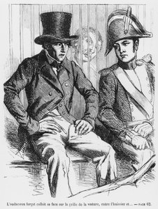 1867年に発表されたルシアン・ド・ルベンプレとヴォトリンが逮捕された、オノレ・ド・バルザックによるスプレンドゥールとミゼレス・デ・クルティサネスのイラスト 作： French School