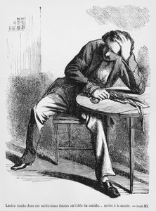 自殺を考えたルシアン・ド・ルベンプレ、1867年に発表されたオノレ・ド・バルザックによるスプレンドゥールとミゼレス・デ・クルティサネスのイラスト 作： French School