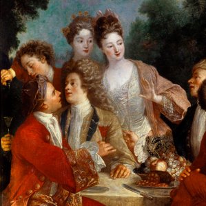 Parc Des noblesでのランチは、カントリーバンケットで。18世紀フランス派の絵画の詳細。オルレアン美術館 作： French School