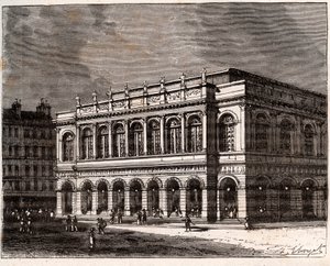 リヨンV.A.マルト・ブラウンの「La France illustree: geography, history, statistical administration」に掲載されている彫刻「Le Grand Theatre」。1884 作： French School