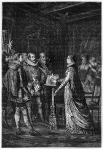 メアリー・スチュアート（1542-1587） スコットランドの女王。イングランドのエリザベス1世の命を奪おうと企てたことはないと誓うメアリー・スチュアート - フランソワ・ギゾー1877年の「L