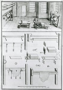MS 1064 fol 11 Denis DiderotによるArts＆Craftsの説明（1713-84）、1770年頃公開（b＆w写真） 作： French School