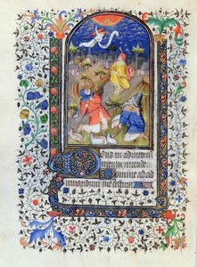 MS 1278 fol.106v羊飼いへの受胎告知、Heuresからトロワの運河、Rohan時間のマスターのスタジオによる、c、1413-20