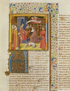 MS 246 f.1rラウル・ド・プレスルラウル・ド・プレスル（1316-82）訳による聖アウグスティヌス作のラ・シテ・ド・デューからシャルル5世（1338-80）への彼の翻訳を発表c.1400-50 作： French School