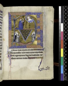 MS 300 f.26r, ダビデは神に祈る, パリのイザベラの詩篇と時祷のフォリオ, 1265年から70年頃 (羊皮紙にペンとインクとテンペラ) 作： French School