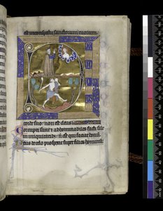 MS 300 f.57r、ダビデは神に祈る 作： French School
