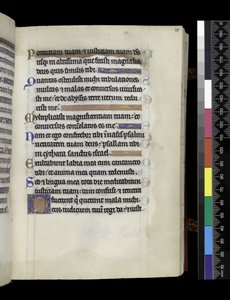 MS 300 f.75r、パリのイザベラ・オブ・フランスの詩篇と時祷から、1265年から70年頃（羊皮紙にペンとインク、テンペラ）。 作： French School
