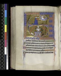 MS 300 f.89v、ダビデは神に祈る 作： French School