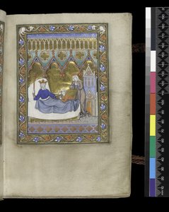 MS 300 f.IVr、パリのイザベラ・オブ・フランスの詩篇と時祷のフォリオ、1265-70年頃（羊皮紙にペンとインク、テンペラ 作： French School