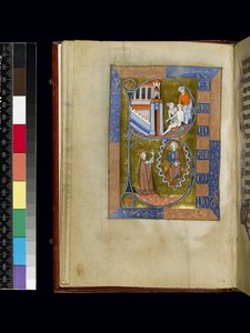 MS 300 f.XIII、パリのイザベラ・オブ・フランスの詩篇と時祷のフォリオ、1265-70年頃（羊皮紙にペンとインク、テンペラ 作： French School