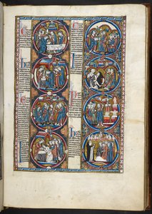 MS。 ハーレー 1527、f.77r、聖書のモラリゼ (ベラム) のミニチュア