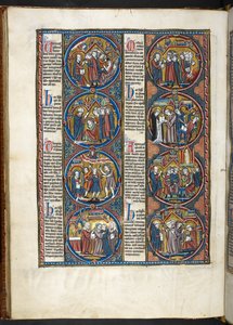 MS。 ハーレー 1527、f.80v、聖書のモラリゼ (ベラム) のミニチュア