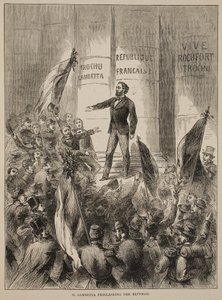 M.ガンベッタは1870年9月に共和国を宣言し、1870年から1871年のフランスとドイツ間の戦争のカッセルズ歴史のイラストから 作： French School