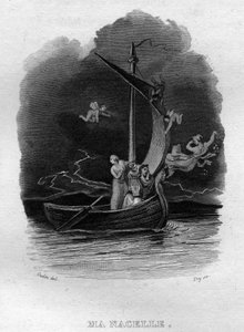 Ma nacelle Chanson de Beranger in the "Works Completes" (1834) by Pierre Jean de Beranger (1780-1857) フランスの詩人、作詞家。 作： French School