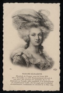 国王ルイ16世の妹、マダム・エリザベート（リトグラフ 作： French School