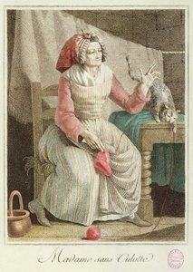 マダムサンスキュロット、1792年（カラー彫刻） 作： French School