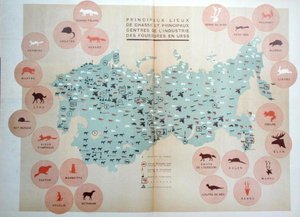 ソ連の主な猟場と毛皮産業の中心地（「L