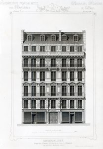 Maison A Loyer、No 3 Rue de la Paix、パリ。 C19thでのプライベートアーキテクチャ