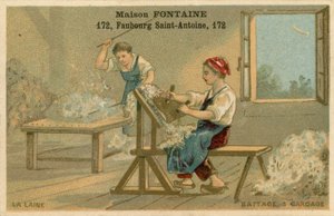 Maison Fontaineトレードカード、脱穀およびカーディング 作： French School