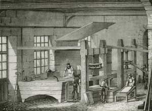 Making paper by hand by sieving pulp in forms. Engraving c1870.   1458258   ja       japanese Successfully Translated  Original: Interior of a Church (oil copper) Translat: Interior of a Church (oil copper) 1440308 ja japanese Successfully Translated Origi 作： French School