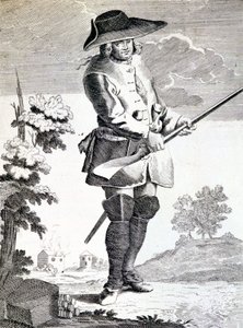 密輸業者の将軍マンドリンが何か行動を起こそうとしている様子 - エングレービング 作： French School