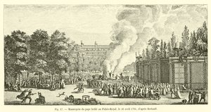 1791年4月16日、パレロワイヤルで教皇マネキンが火傷し、ブルトーを非難する 作： French School