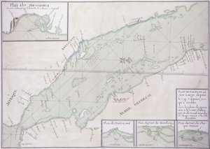 アフリカの角とイエメンからジッダまでの紅海南部の写本地図、1740年頃 作： French School