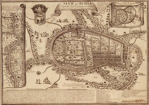 アユタヤの地図、1686年（紙にインク） 作： French School