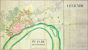デュッセルドルフの地図（紙にペンとインク 作： French School