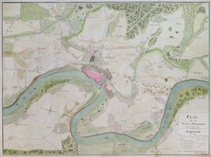 デュッセルドルフとその周辺の地図（紙にペン・インク 作： French School
