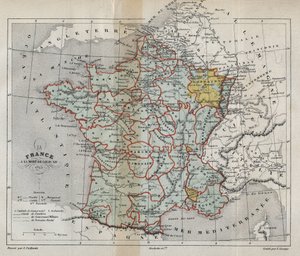 1715年にルイ14世が死去した際のフランスの地図 - Plan de La france a la mort de Louis XIV en 1715 - Victor Duruy (1811-1894)の「Histoire de France」に掲載された彫刻 - 1882年 作： French School