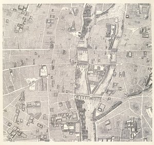 1714年のジャンドラカイユ作のLAtlas de Parisからのシテ島を示すパリの地図