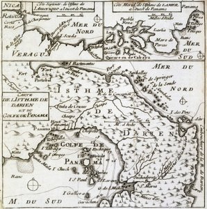 ギョーム・ダンピエ（ウィリアム・ダンピエ）著『新・世界一周の旅』におけるダリエン地峡とパナマ湾の地図 作： French School