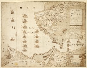 カナダのプラセンシア港の地図 (紙にペンとインク) 作： French School