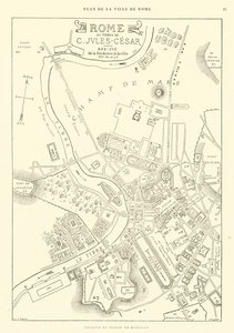 ユリウス・カエサルの時代のローマ市街の地図（エングレービング 作： French School