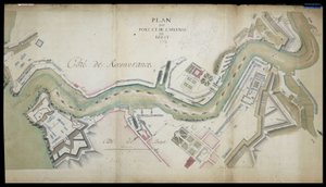1754年のブレストの港と工廠の地図。 作： French School