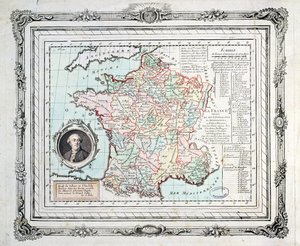 1789年にカルトドネッカーとして知られるフランスの地域と地区の地図