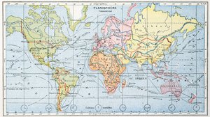 1912年の主要な世界貿易輸送ルートを示す地図 作： French School